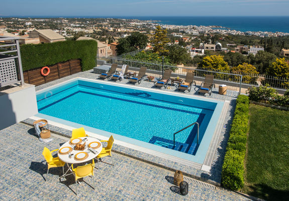 Danae Villas Hersonissos Crete Yellow Villa pool area