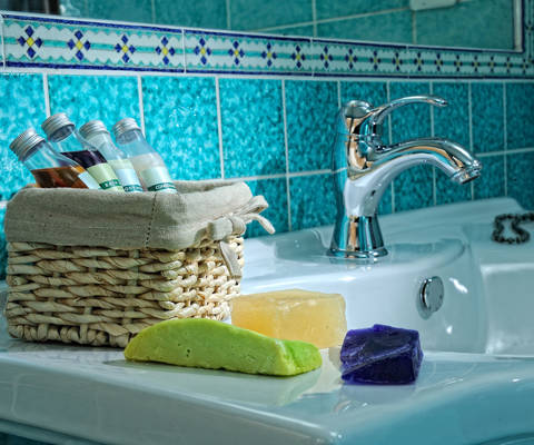 Danae Villas Hersonissos Crete Red Villa bathroom amenities