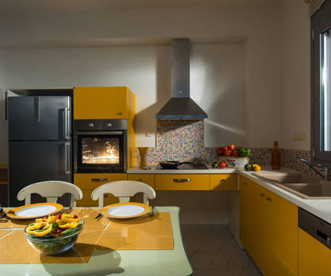 Danae Villas Hersonissos Crete Yellow Villa kitchen