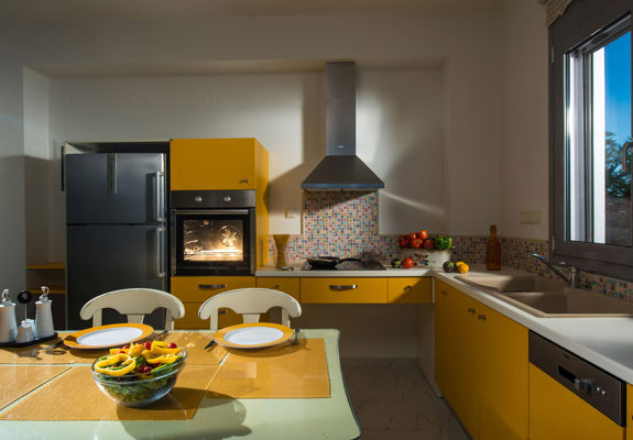 Danae Villas Hersonissos Crete Yellow Villa kitchen