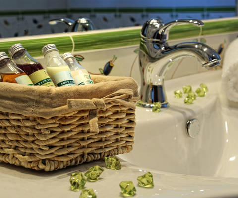 Danae Villas Hersonissos Crete Red Villa bathroom amenities