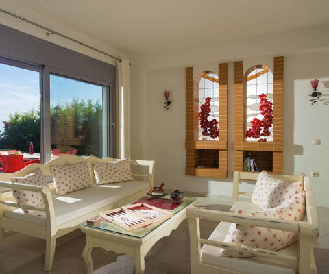 Danae Villas Hersonissos Crete Red Villa living room