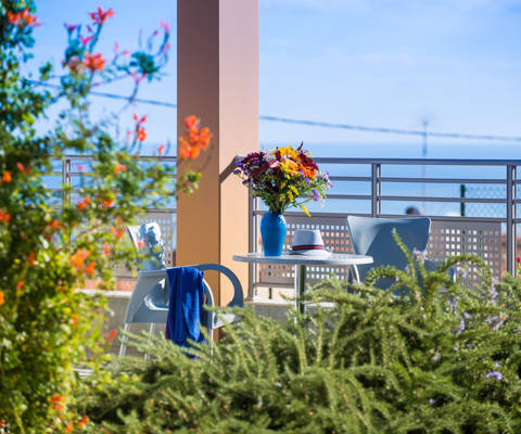 Danae Villas Hersonissos Crete Blue Villa balcony view