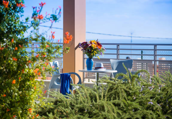 Danae Villas Hersonissos Crete Blue Villa balcony view