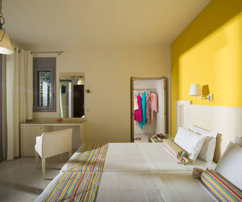 Danae Villas Hersonissos Crete Green Villa twin bedroom with balcony view