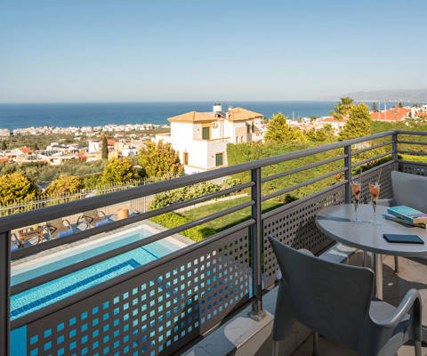 Danae Villas Hersonissos Crete Yellow Villa balcony view