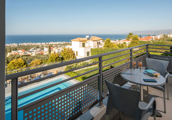 Danae Villas Hersonissos Crete Yellow Villa balcony view
