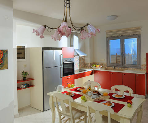 Danae Villas Hersonissos Crete Red Villa kitchen