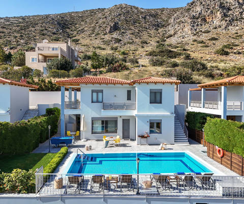 Danae Villas Hersonissos Crete Yellow Villa exterior view