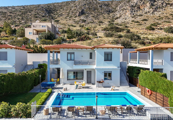 Danae Villas Hersonissos Crete Yellow Villa exterior view