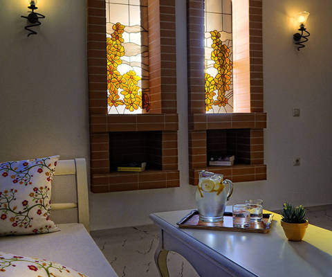 Danae Villas Hersonissos Crete Yellow Villa living room