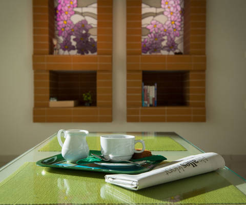 Danae Villas Hersonissos Crete Green Villa living room table and amenities