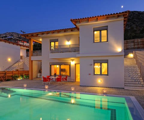 Danae Villas Hersonissos Crete Red Villa pool and exterior villa view