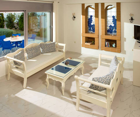 Danae Villas Hersonissos Crete Blue Villa living room