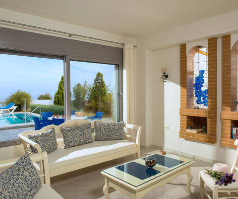 Danae Villas Hersonissos Crete Blue Villa living room