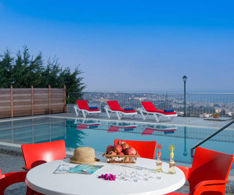 Danae Villas Hersonissos Crete Red Villa pool area