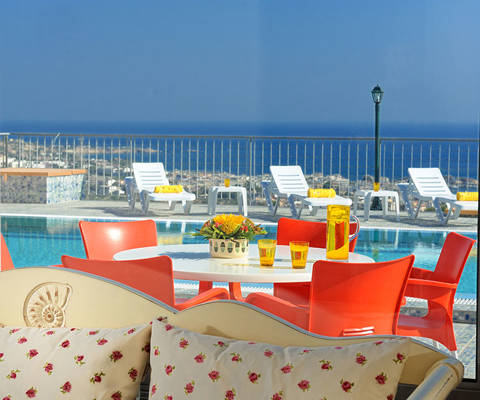 Danae Villas Hersonissos Crete Red Villa view from living room